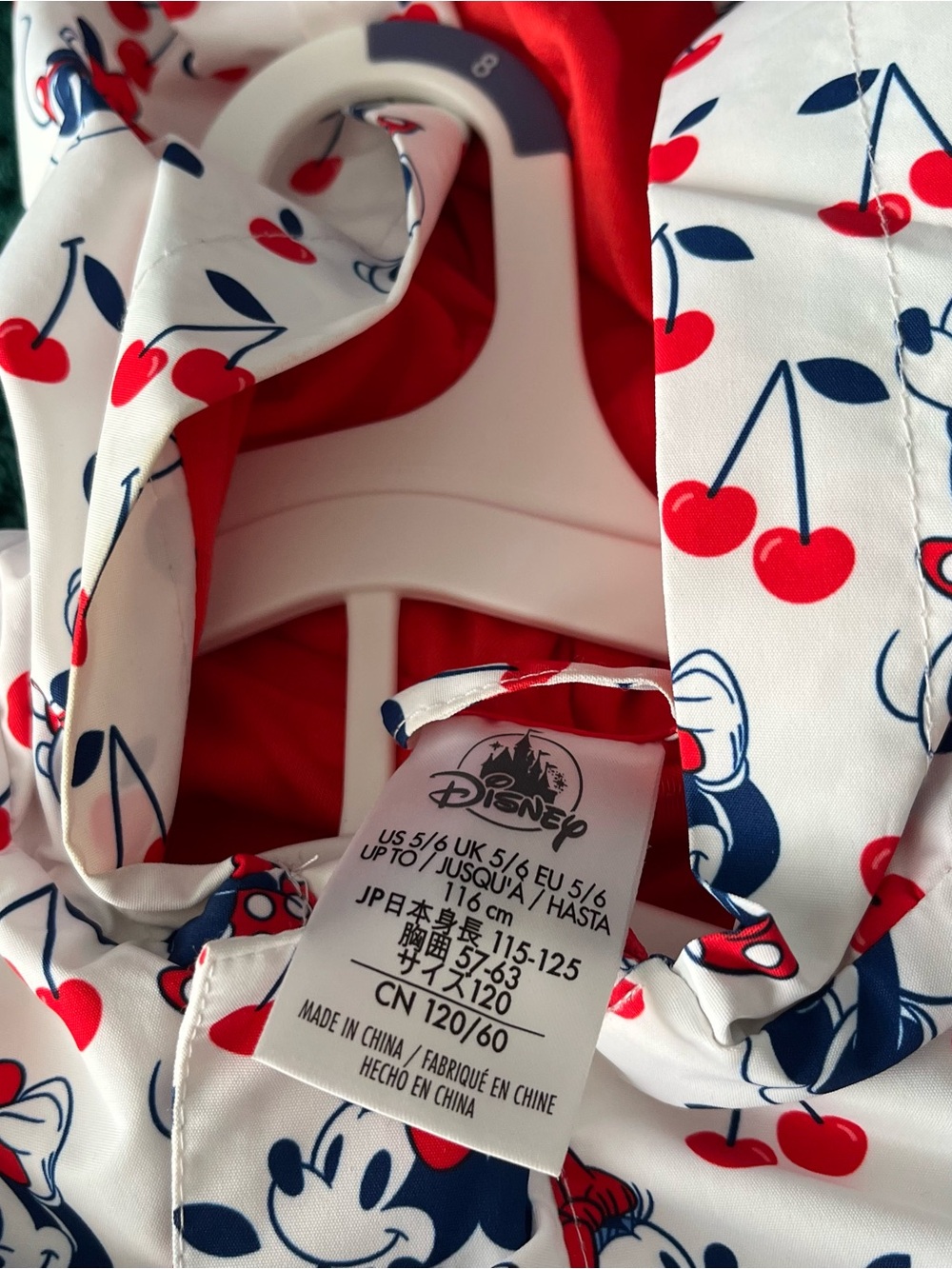 Minnie Mouse Cherry Print Hooded Raincoat with ears. - Picture 5 of 5